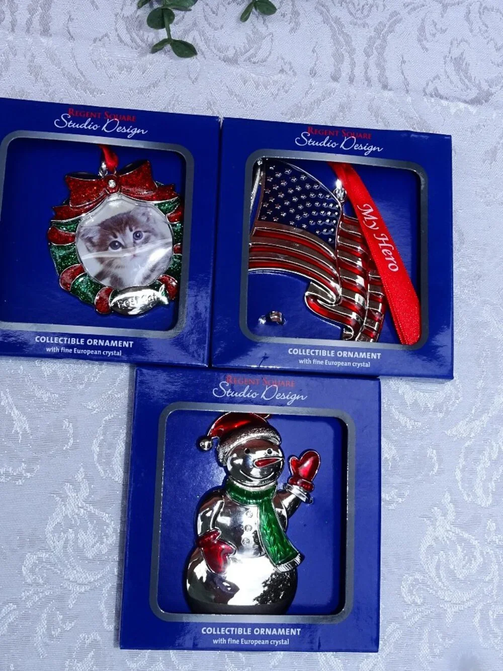 Three Regent Square Metal Collectable Ornaments NIB